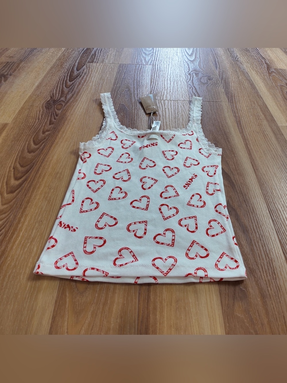 ๐SKIMS Cotton Rib Sleep Tank | Marble Candy Heart | XS | NWT๐ท๏ธ - Picture 3 of 4